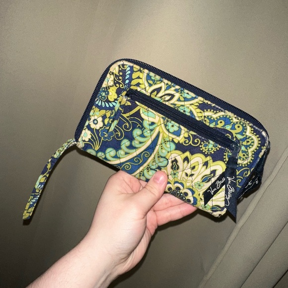 Vintage Vera Bradley wallet wristlet green and blue - Picture 2 of 6